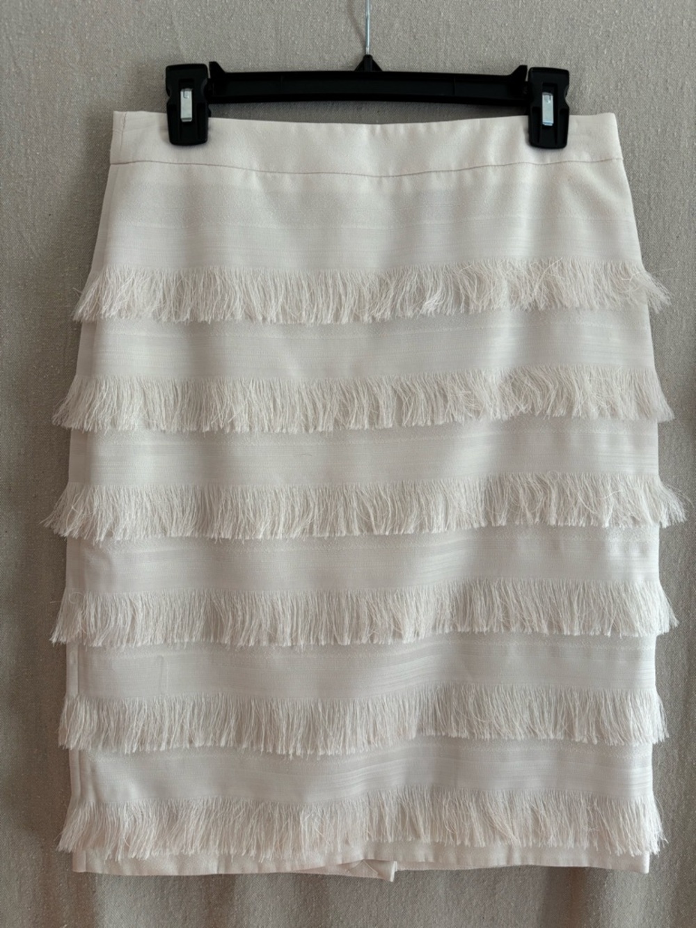Banana Republic Ivory Fringe Tier Mini Skirt